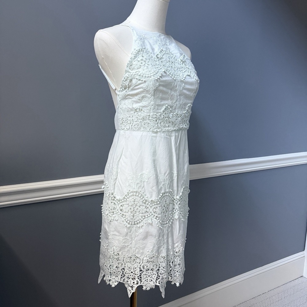 L'Atiste Pastel Lace Crochet Open Back Mini Dress 4/6 Sleeveless Boho Fairycore